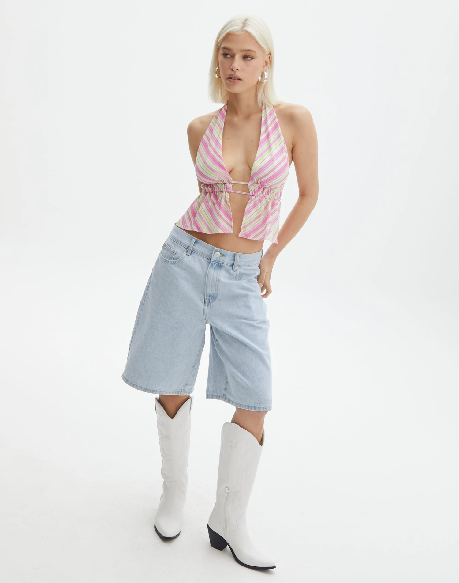 Printed Split Front Open Back Ruched Top 4 Printed Split Front Open Back Ruched Top - Image 2