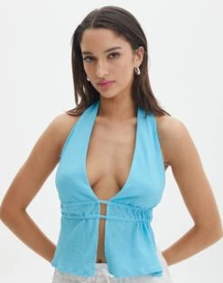 Denim V Neck Waistcoat -Outlet Glassons Store ainsley apron blouse wet n wild front bv108528tex