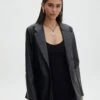 Faux Leather Blazer -Outlet Glassons Store alexis 80s blazer black front jw45878pu