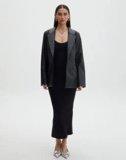 Faux Leather Blazer -Outlet Glassons Store alexis 80s blazer black full jw45878pu