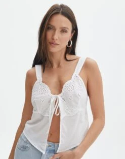 Foldover Zip Tube Top 34 Foldover Zip Tube Top -Outlet Glassons Store alixir split broderie cami white front bv135740cot 1