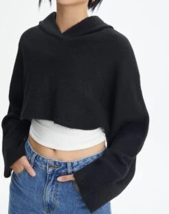 Hooded Cropped Knit 25 Hooded Cropped Knit -Outlet Glassons Store ally hooded crop black imageback kl90069rpol