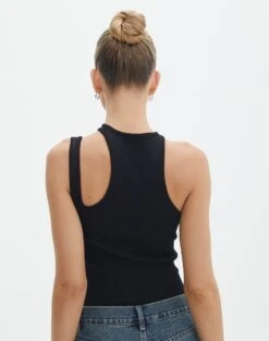Cut Out Ribbed Tank Top -Outlet Glassons Store alutha asym knit top black back kv143264vn