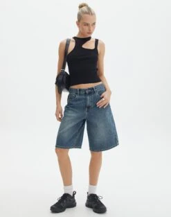 Cut Out Ribbed Tank Top -Outlet Glassons Store alutha asym knit top black full kv143264vn