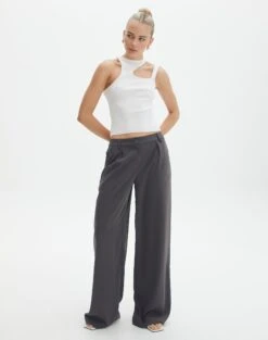 Cut Out Ribbed Tank Top -Outlet Glassons Store alutha asym knit top milk full kv143264vn