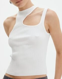 Cut Out Ribbed Tank Top -Outlet Glassons Store alutha asym knit top milk imageback kv143264vn