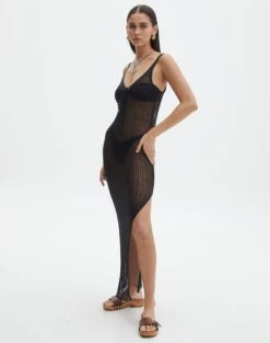 Sheer Metallic Maxi Dress -Outlet Glassons Store anastasia glam dress black detail kd127891knt