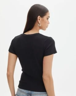 Ribbed Crew Neck Tee 24 Ribbed Crew Neck Tee -Outlet Glassons Store angeles rib baby t shirt black back ts119559ocot