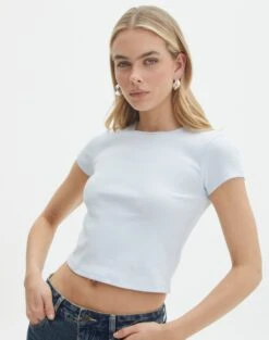 Ribbed Crew Neck Tee 38 Ribbed Crew Neck Tee -Outlet Glassons Store angeles rib baby t shirt break the ice front ts119559ocot 1