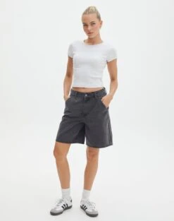 Ribbed Crew Neck Tee 28 Ribbed Crew Neck Tee -Outlet Glassons Store angeles rib baby t shirt snow marle full ts119559ocot