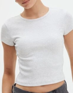 Ribbed Crew Neck Tee 30 Ribbed Crew Neck Tee -Outlet Glassons Store angeles rib baby t shirt snow marle imageback ts119559ocot