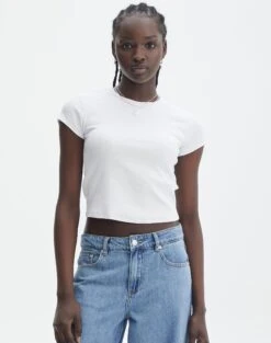 Ribbed Crew Neck Tee 34 Ribbed Crew Neck Tee -Outlet Glassons Store angeles rib baby t shirt white detail ts119559ocot