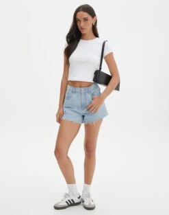 Ribbed Crew Neck Tee 33 Ribbed Crew Neck Tee -Outlet Glassons Store angeles rib baby t shirt white full ts119559ocot