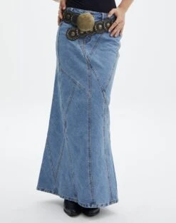 Outlet Glassons Store -Outlet Glassons Store arizona midi skirt anwar blue wash full sl91950dnm