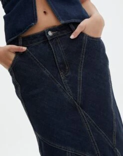 Panelled Denim Maxi Skirt -Outlet Glassons Store arizona midi skirt last rodeo indigo imageback sl91950dnm