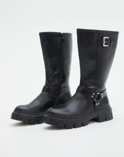 Faux Leather Boot -Outlet Glassons Store barney biker boot black back sh114525pu