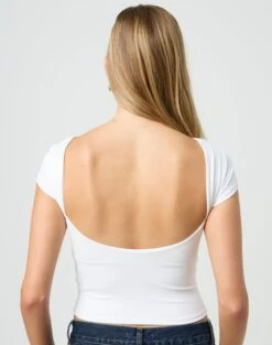 Supersoft Backless Short Sleeve Top -Outlet Glassons Store bayley backless top white back ts73693pch