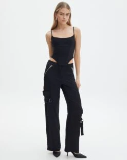 Satin Zip Pocket Cargo Pants