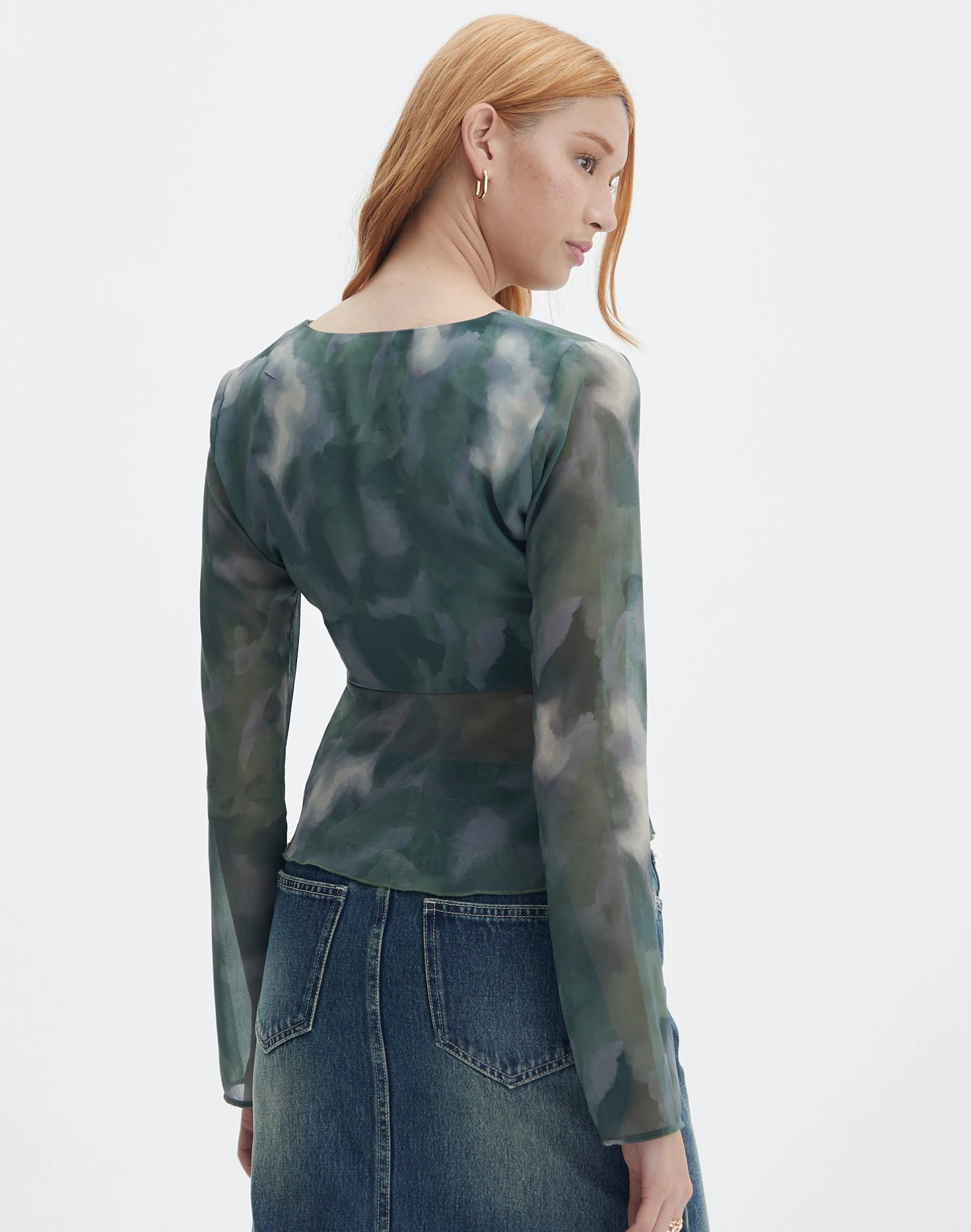 Split Tie Front Print Blouse 6 Split Tie Front Print Blouse - Image 4