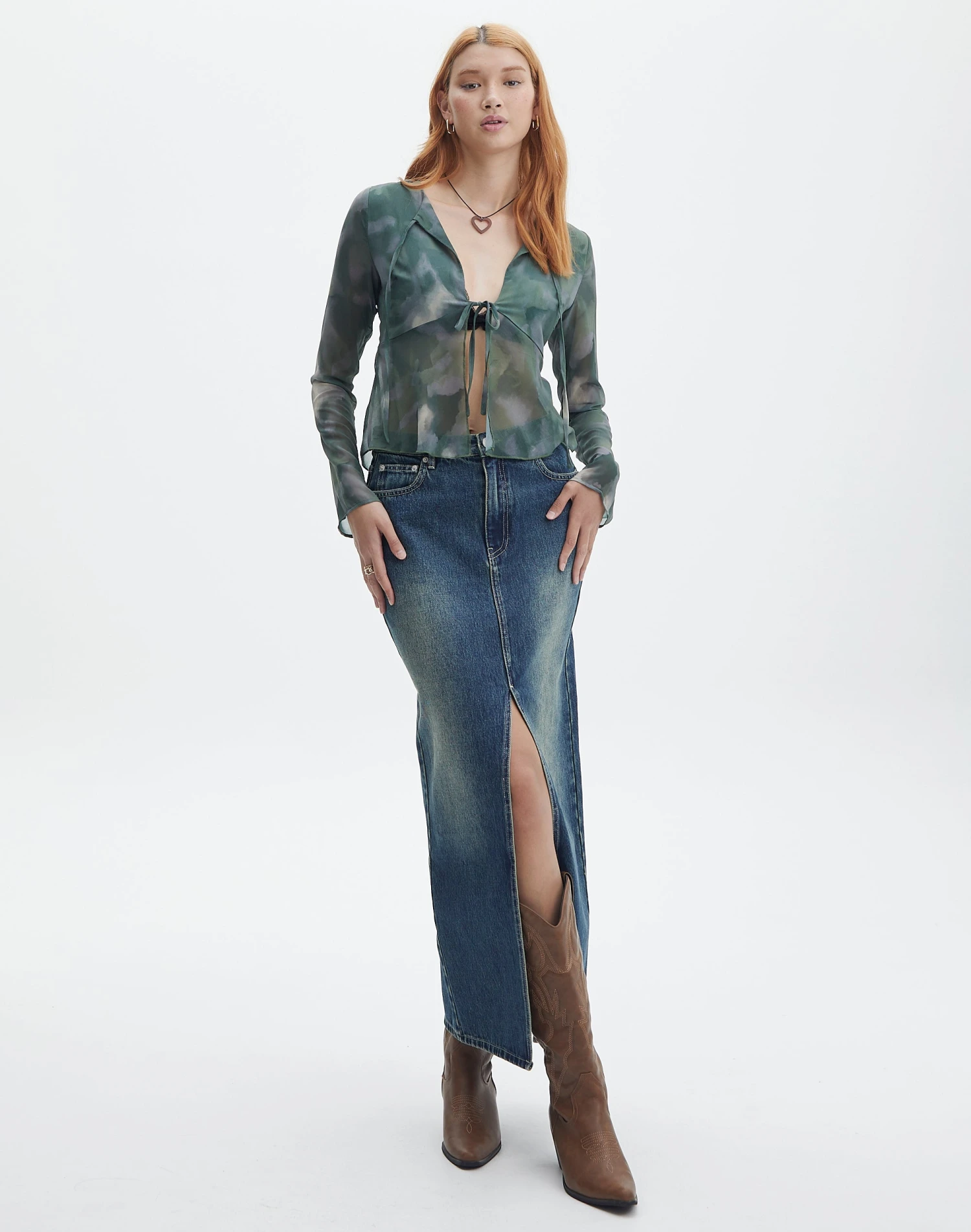 Split Tie Front Print Blouse 4 Split Tie Front Print Blouse - Image 2