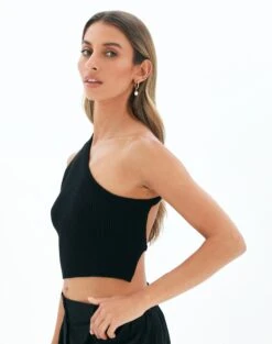 One Shoulder Open Back Strappy Tank 24 One Shoulder Open Back Strappy Tank -Outlet Glassons Store bibby backless knit black detail kv94524knt