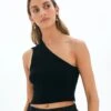 One Shoulder Open Back Strappy Tank -Outlet Glassons Store bibby backless knit black front kv94524knt