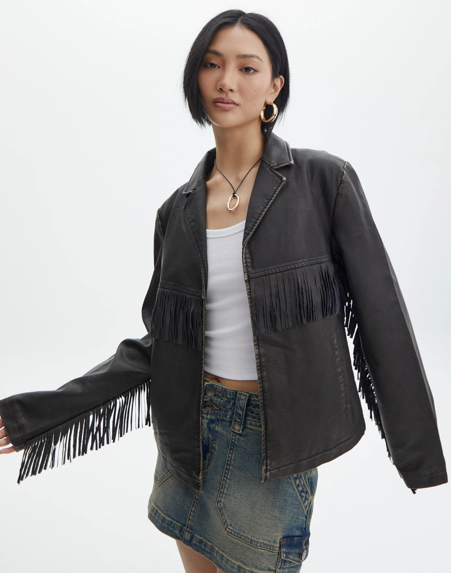 Faux Leather Tassel Jacket 5 Faux Leather Tassel Jacket - Image 3