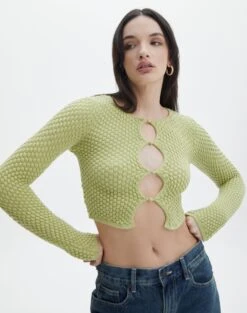 Bubble Stitch Long Sleeve Button Up Top -Outlet Glassons Store bobby bubble stitch cardi beginners luck front kc106197knt