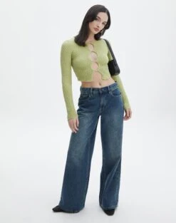 Bubble Stitch Long Sleeve Button Up Top -Outlet Glassons Store bobby bubble stitch cardi beginners luck full kc106197knt