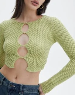 Bubble Stitch Long Sleeve Button Up Top -Outlet Glassons Store bobby bubble stitch cardi beginners luck imageback kc106197knt