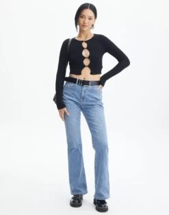 Bubble Stitch Long Sleeve Button Up Top -Outlet Glassons Store bobby bubble stitch cardi black full kc106197knt