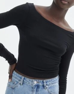 Boat Neck Long Sleeve Top -Outlet Glassons Store bonnie boat neck black imageback tl93310vis