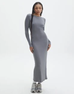 Luxe Lounge Modal Backless Long Sleeve Maxi Dress -Outlet Glassons Store brynn backless longsleeve maxi dress keep your coal back dl92908mod