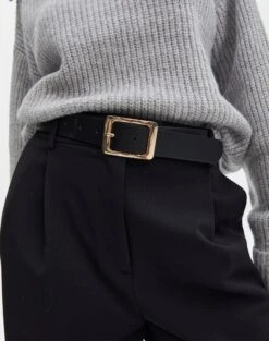 Square Buckle Belt 25 Square Buckle Belt -Outlet Glassons Store camelia classic buckle belt blackgold front be134198pu 1