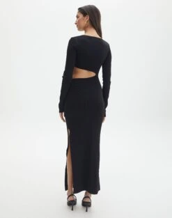 Cut Out Long Sleeve Side Split Maxi Dress -Outlet Glassons Store carden cut out maxi dress black back kd105194knt