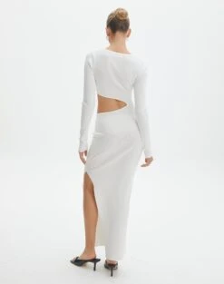Cut Out Long Sleeve Side Split Maxi Dress -Outlet Glassons Store carden cut out maxi dress milk back kd105194knt