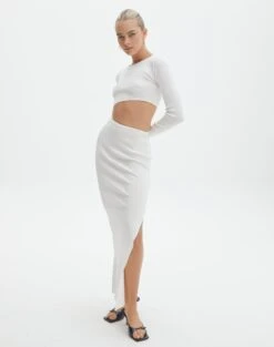 Cut Out Long Sleeve Side Split Maxi Dress -Outlet Glassons Store carden cut out maxi dress milk full kd105194knt