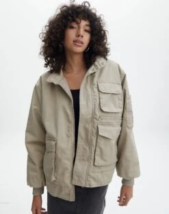 Longline Puffer Vest -Outlet Glassons Store carter oversized jacket neutral front cs107174pln