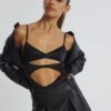 Cut Out Satin Bodysuit -Outlet Glassons Store cartia cut out bodysuit black front tb106803sat 6
