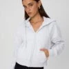 Cropped Zip Through Hoodie -Outlet Glassons Store casa cropped zip through hoodie snow marle front tc127015cot 4