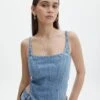 Tie Back Denim Square Neck Corset Bustier 2 Tie Back Denim Square Neck Corset Bustier -Outlet Glassons Store co arizona denim corset riley vintage wash front bv102322rdnm 3