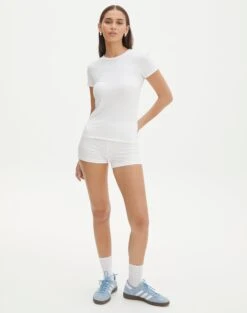 Linen Blend Tie Waist Shorts 24 Linen Blend Tie Waist Shorts -Outlet Glassons Store co cancun short white front sw93943cot 1