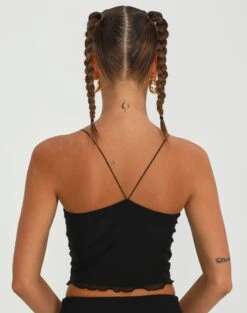 Mesh Cross Back Lettuce Trim Cami -Outlet Glassons Store co cecelia mesh cross tank black back tv92995msh