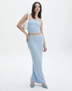 Textured Slim-fit Maxi Skirt -Outlet Glassons Store co ceejay textured maxi skirt blue melody front sl105516tex