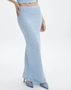 Textured Slim-fit Maxi Skirt -Outlet Glassons Store co ceejay textured maxi skirt blue melody full sl105516tex