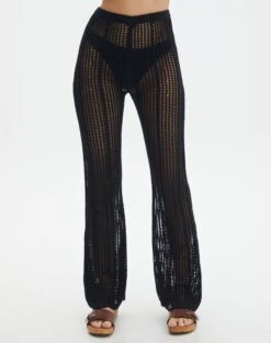 Sheer Crochet Pants 23 Sheer Crochet Pants -Outlet Glassons Store co coral crochet pant black full pw118725cro