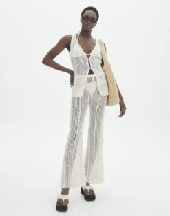 High Rise Tailored Wide Leg Panelled Pant 26 High Rise Tailored Wide Leg Panelled Pant -Outlet Glassons Store co coral crochet pant milk front pw118725cro 9