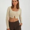 Knit Long Sleeve Cropped Cardigan -Outlet Glassons Store co flee two button up knit what the shell front kc94537non 2