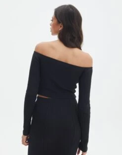 Off Shoulder Flared Long Sleeve Top 24 Off Shoulder Flared Long Sleeve Top -Outlet Glassons Store co gigi off shoulder top black back tl127028rib