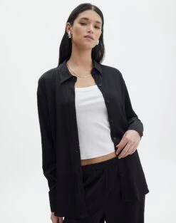 Ruffle Frill Tie Front Top 33 Ruffle Frill Tie Front Top -Outlet Glassons Store co gloria textured shirt black front bl127680tex 3